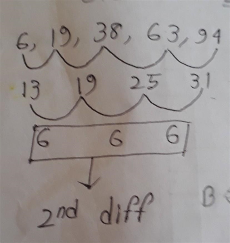 Find the QUADRATIc equation 100 POINTS PLS HELP (1,6),(2,19),(3,38),(4,63),(5,94)-example-1