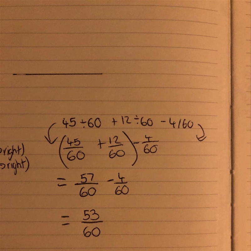 Evaluate:45/60+12/60-4/60-example-1