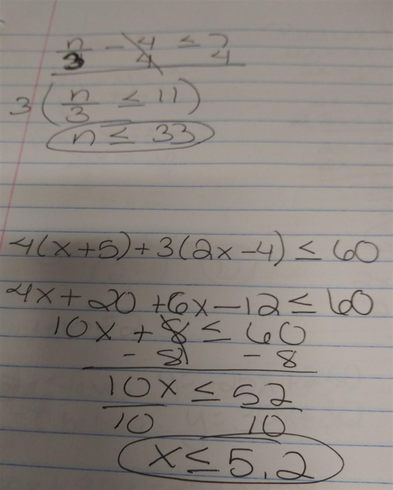 A) 4(x + 5) + 3(2x-4) Less than or equal to 60-example-1