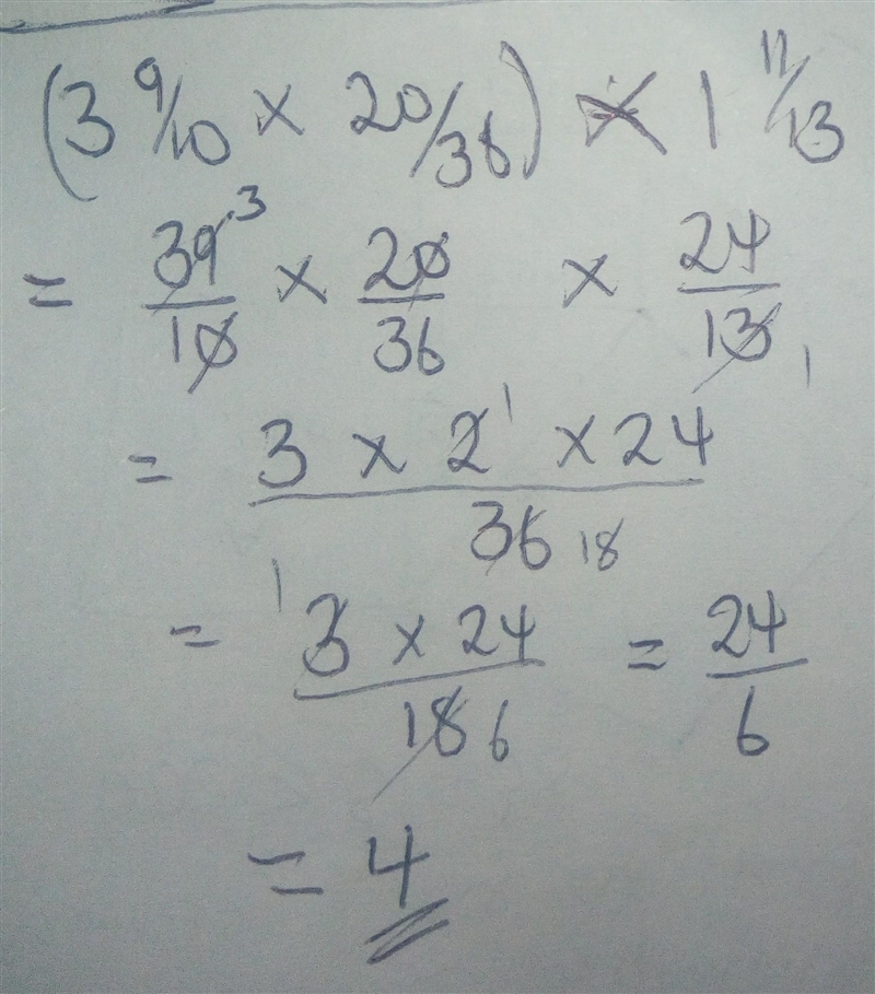 (3 9/10×20/36)×1 11/13-example-1