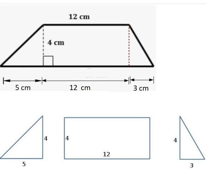 Find the area of the trapezoid by decomposing it into other shapes. A) 56 cm2 B) 60 cm-example-2