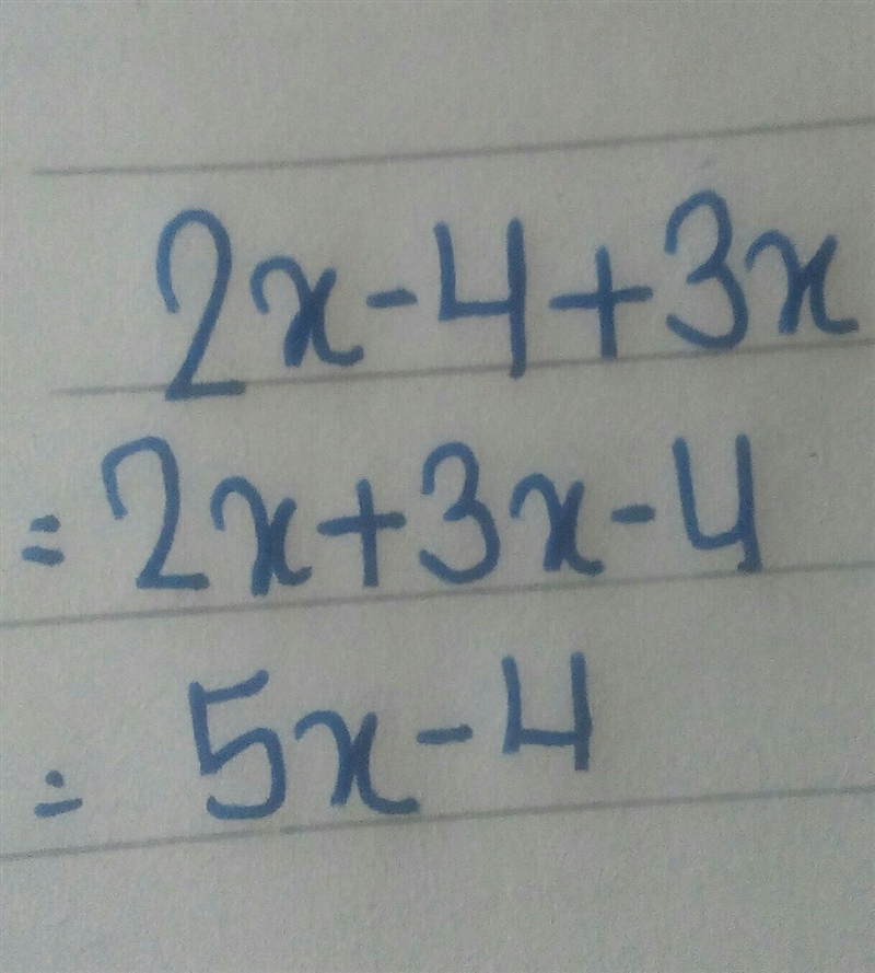 Simplify 2x-4+3x what is the answer-example-1