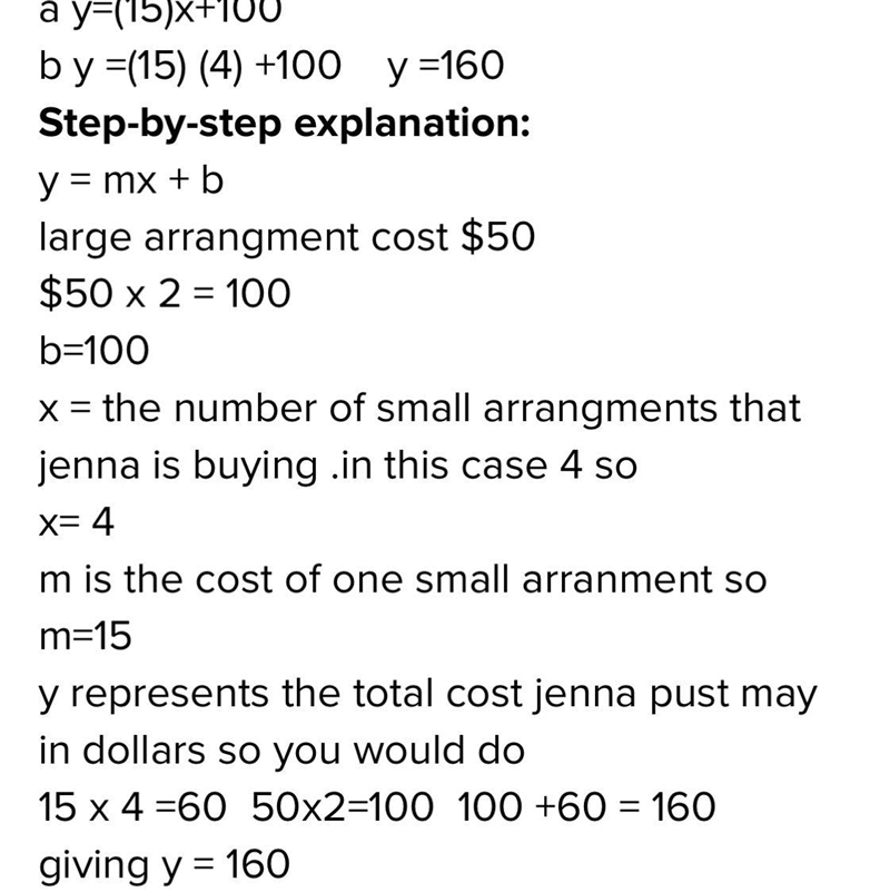 3. A florist sells large floral arrangements for $60 each. Small floral arrangements-example-1