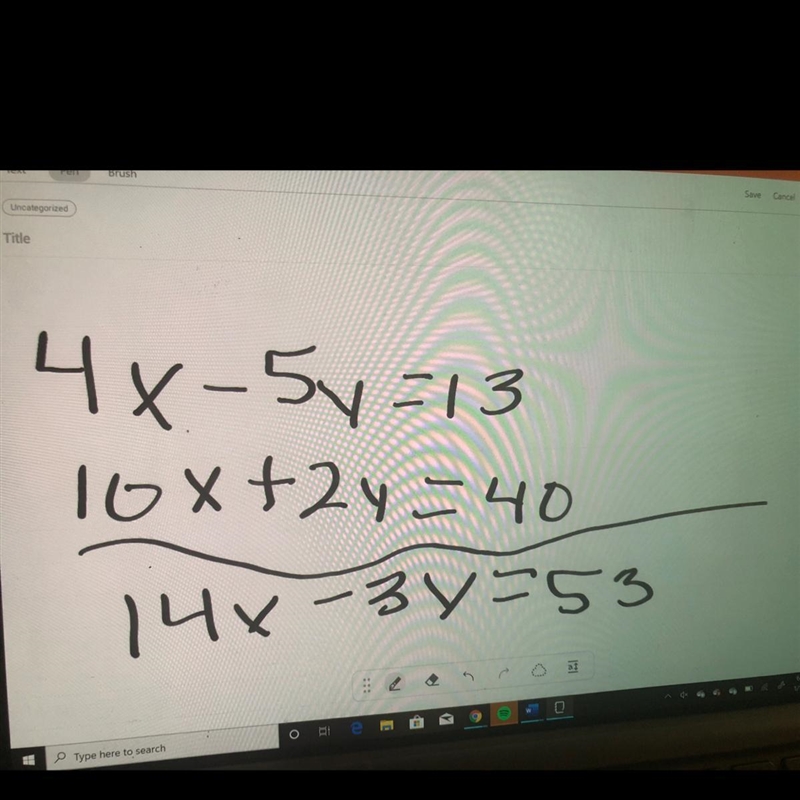 4x-5y=13 10x+2y= 40 help-example-1