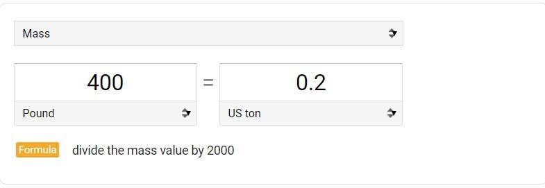 How much is 400lb converted to tons-example-1