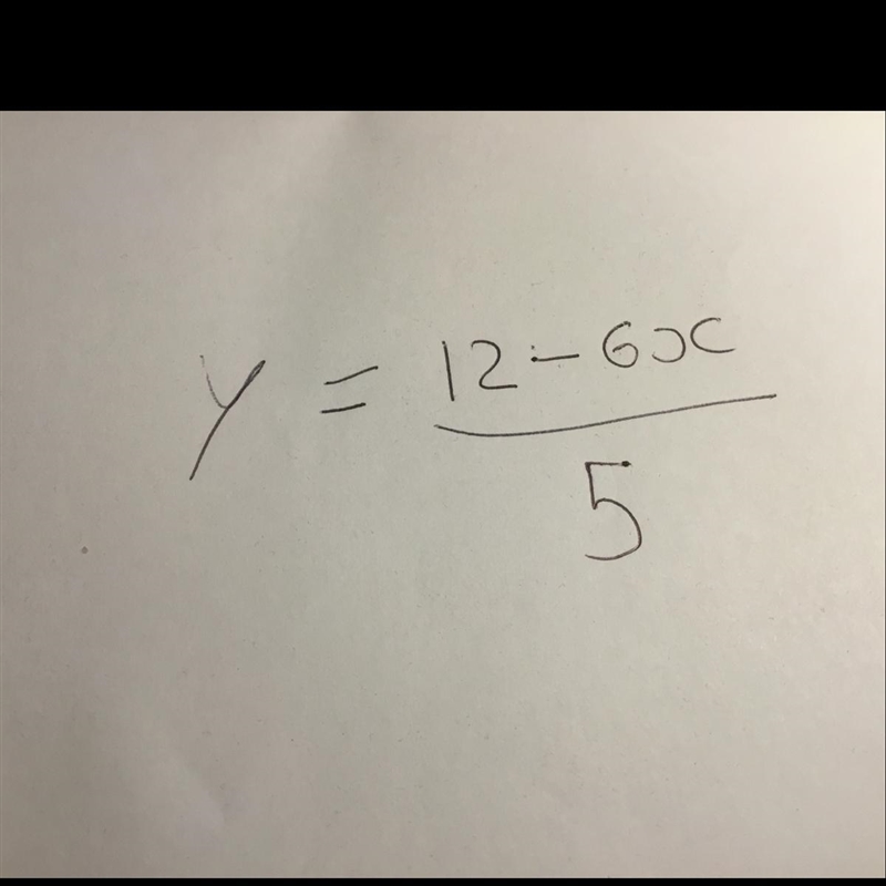 Solve for y 6x+5y=12-example-1