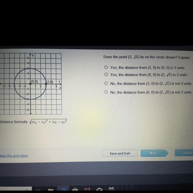 Does the point (2,76) lie on the circle shown? Explain. Yes, the distance from (3, 0) to-example-1