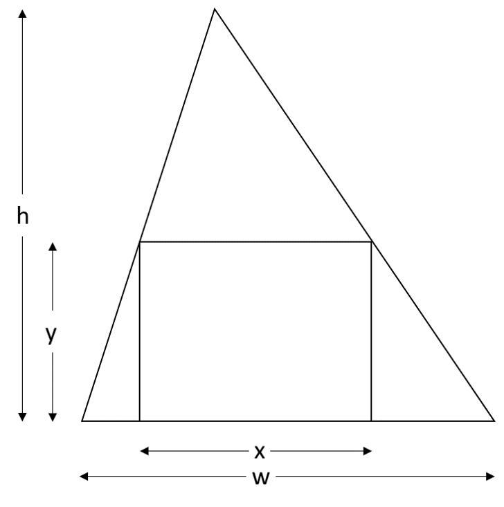 find the fraction of the area of a triangle that is occupied by the largest rectangular-example-1