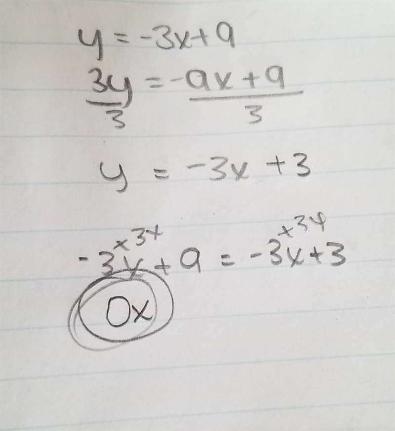 How many solutions does the system have y=-3x+9 3y=-9x+9-example-1