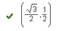 The terminal side of an angle measuring StartFraction pi Over 6 EndFraction radians-example-1