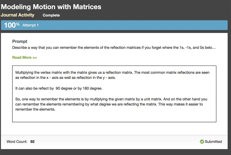 FAST ANSWER PLZ Describe a way that you can remember the elements of the reflection-example-1