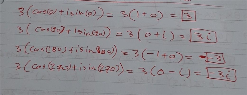 Express the complex number in trigonometric form. 3 (1 point) 3(cos 0° + i sin 0°) 3(cos-example-1