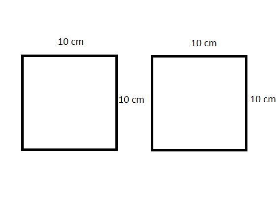 Desenhe em uma folha dois quadrados de lado 1dm. Trace uma diagonal em cada um e recorte-example-1