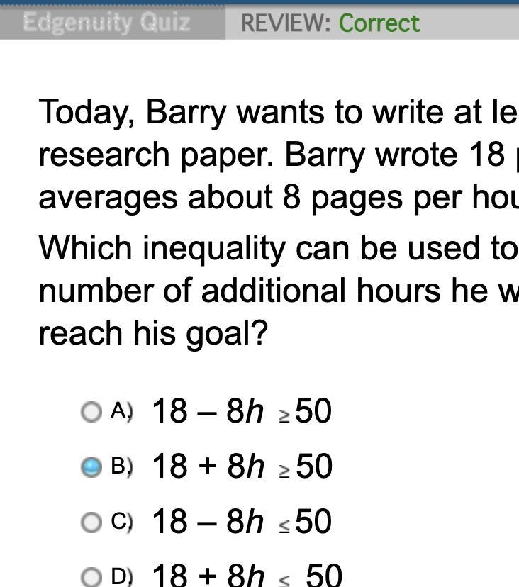 Today, Barry wants to write at least 50 pages of his research paper. Barry wrote 18 pages-example-1