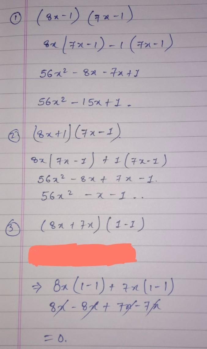 What is the factorization of the polynomial? (8x – 1)(7x – 1) (8x + 1)(7x – 1) (8x-example-1