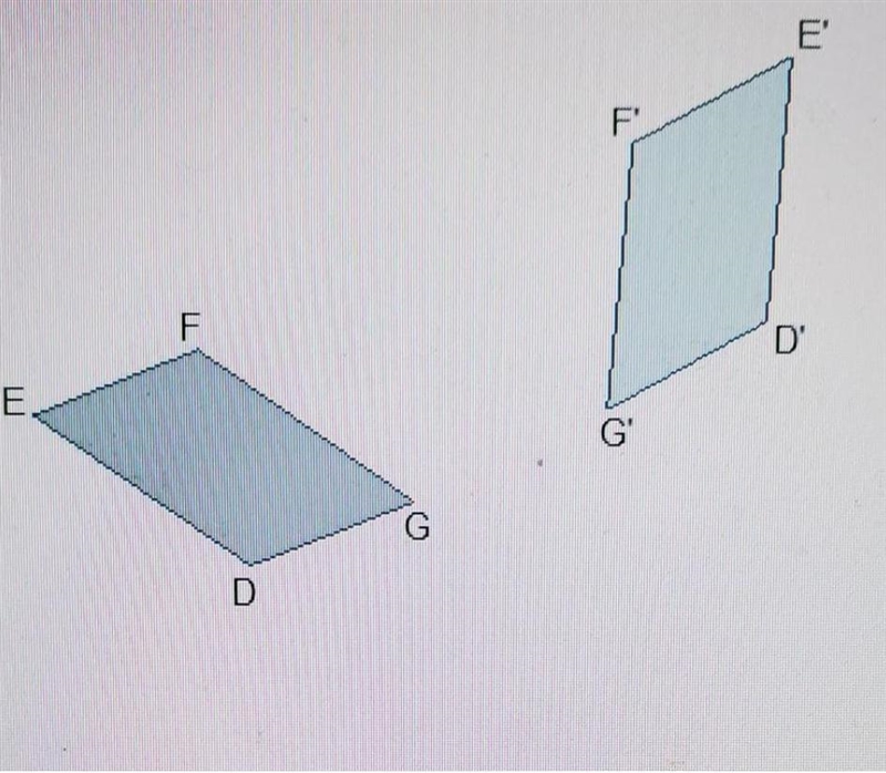 Which transformation is shown? Quadrilateral DEFG is translated to form quadrilateral-example-1