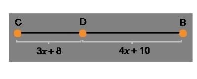 Point D is on segment BC. Segment BC measures 8x units in length What is the length-example-1