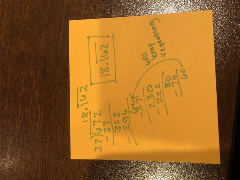 What is the long division for 672 divided up 37?-example-1