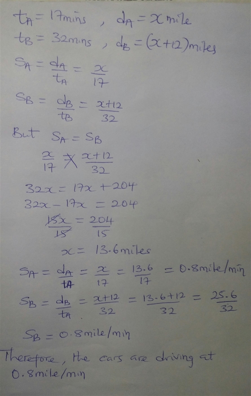 Car A and car B are traveling opposite directions st the same speed. Car A drove for-example-1