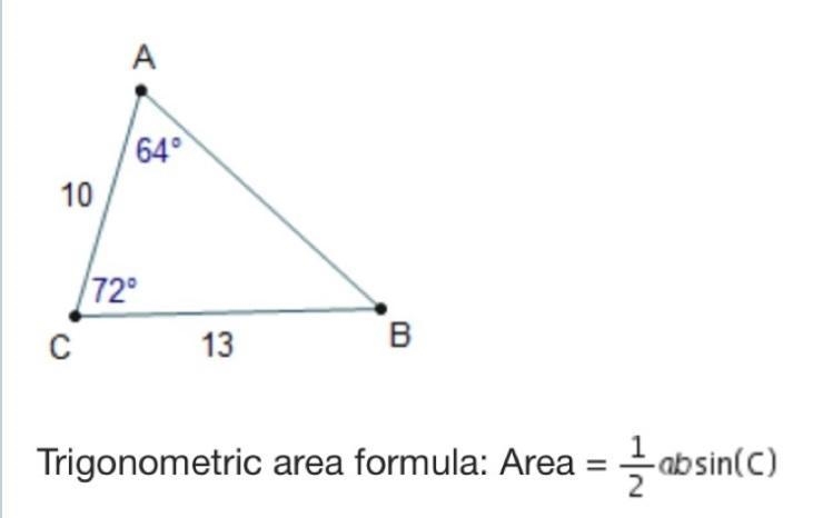 What is the area of triangle ABC Round to the nearest tenth of a square unit Trigonometric-example-1