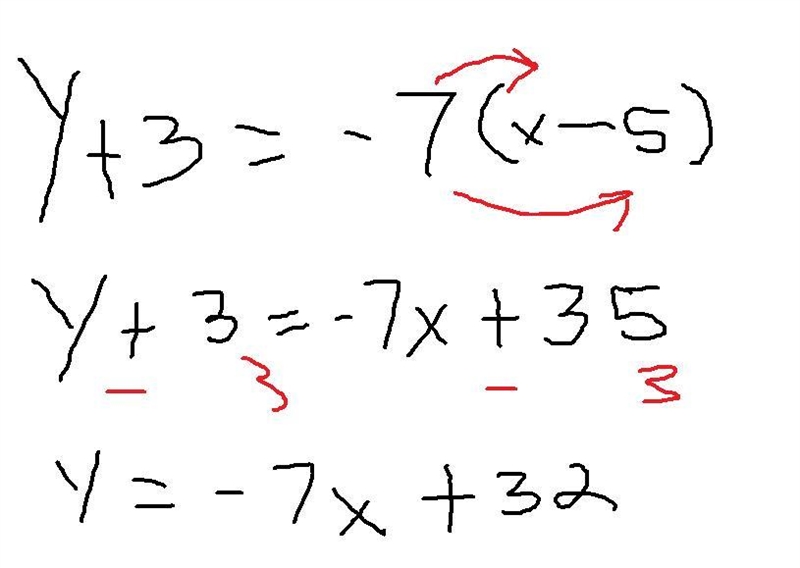 Find the equation of the line specified. The slope is -7, and it passes through ( 5, -3). Can-example-1