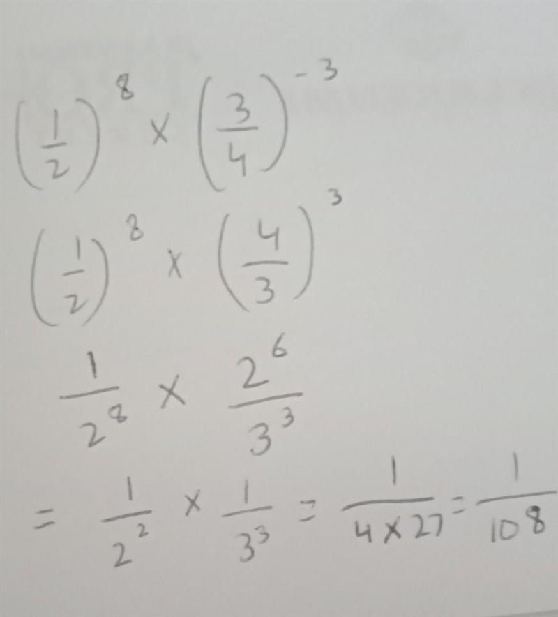 Find (1/2)^8 times (3/4)^-3 Please help ASAP!!-example-1