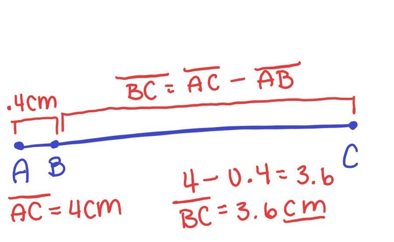 Point B lies on segment AC . Find the length of the segment BC , if: AB = 4 mm, AC-example-1