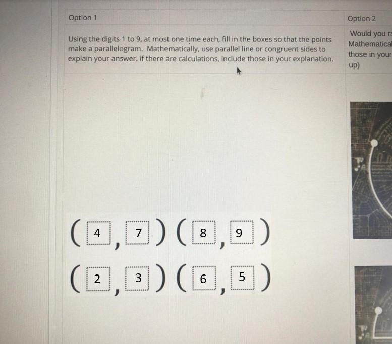 Using the digits 1 to 9, at most one time each, fill in the boxes so that the points-example-1