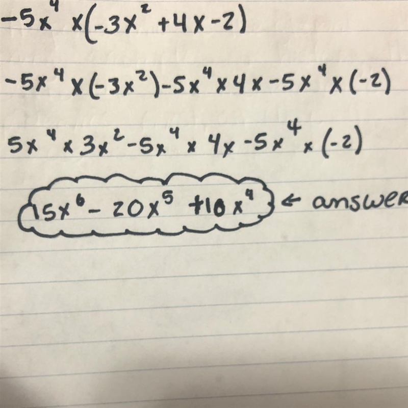 Simplify. -5x^4(-3x^2+4x-2)-example-1