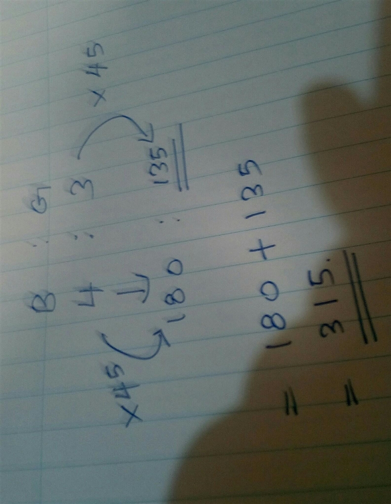 there are 180 girls in a mixed school. If the ratio of girls to boys is 4:3 ,find-example-1