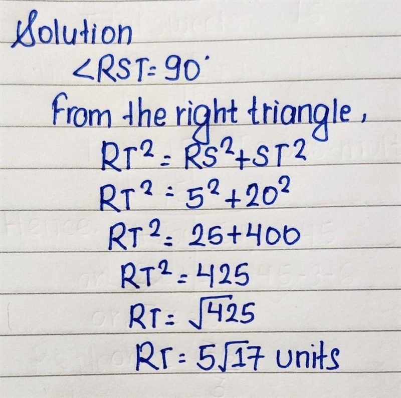 Given ST is tangent to radius R at S, find RT.-example-1