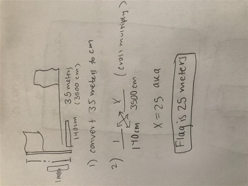 Michelle wants to determine the height of the flag pole outside of her school. She-example-1