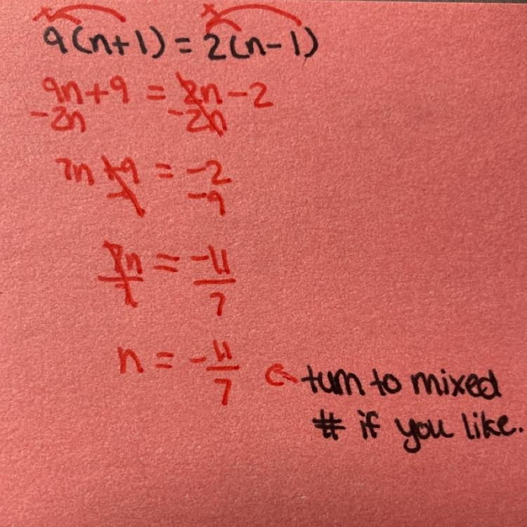 Can you answer these question and show how you got it pls 2(11m + 1.5m)= 12-5m 9(n-example-1