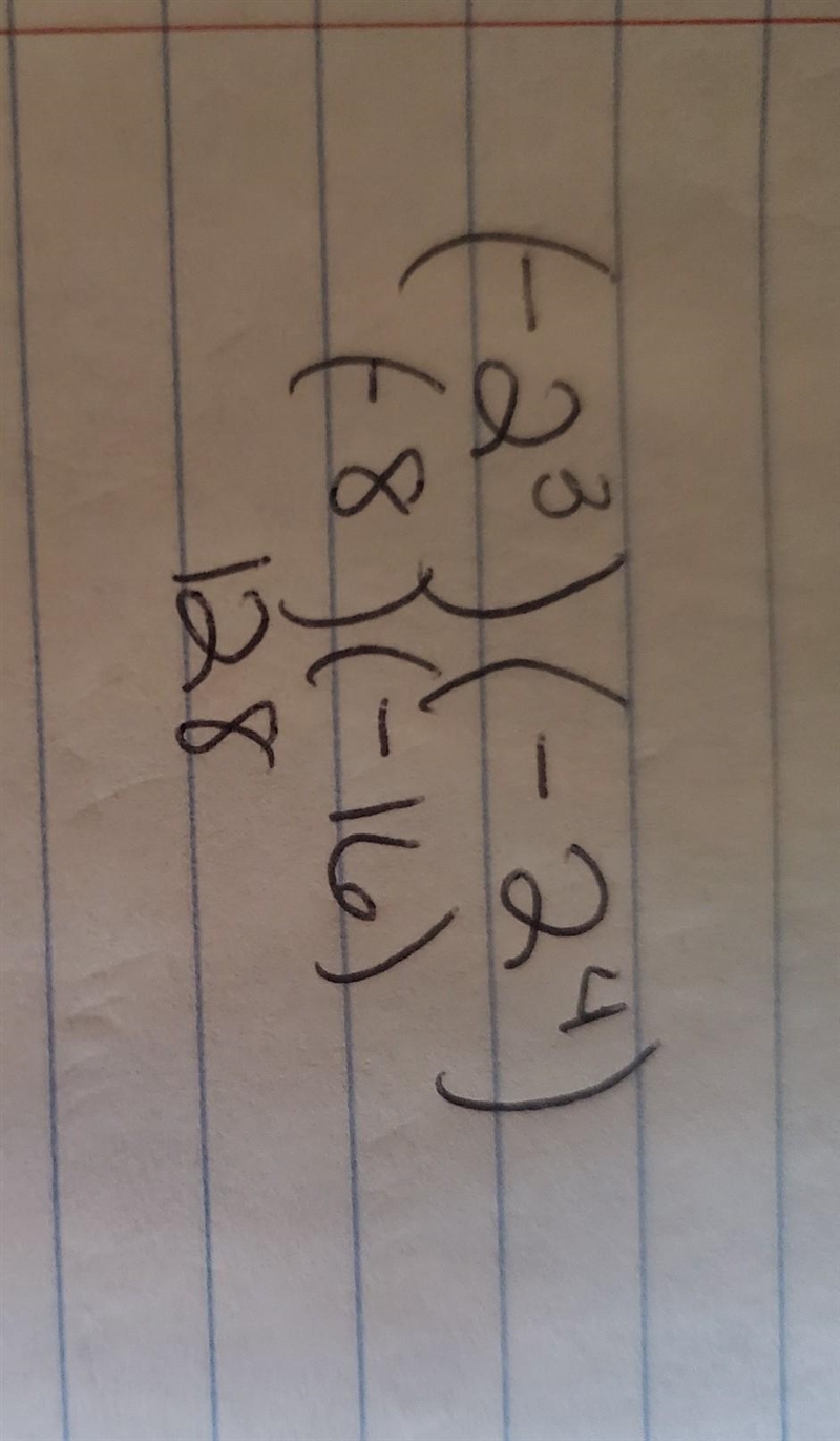 Please evaluate: (−2)^3 · (−2)^4 show your work-example-1