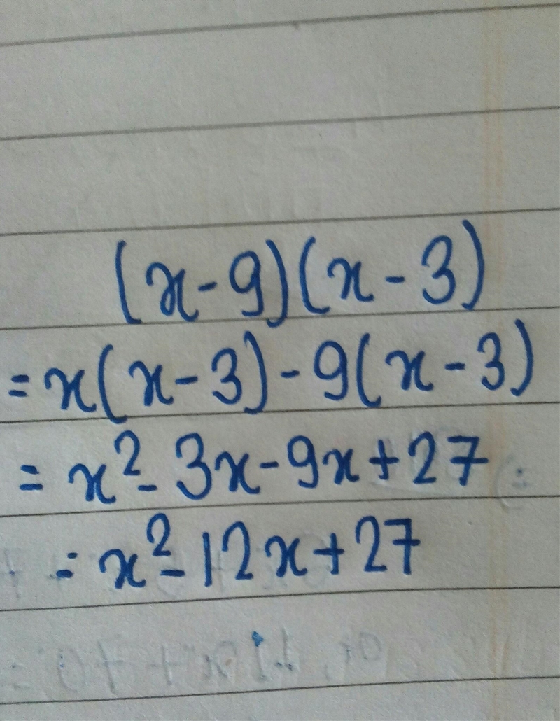 Multiply and simplify (x-9)(x-3)-example-1