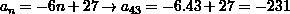 Find the 43rd term of each sequence. 1. 21,12,9,3,...-example-1