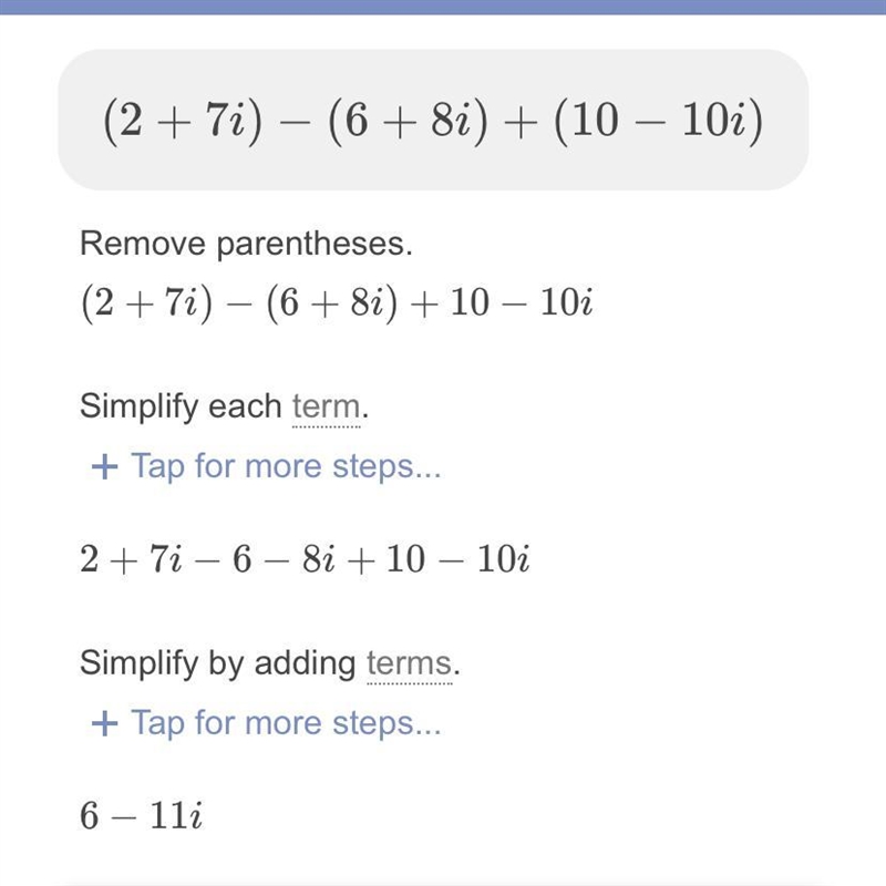 PLSSS HELP (2 + 7i) - (6 + 8i) + (10 - 10i)-example-1