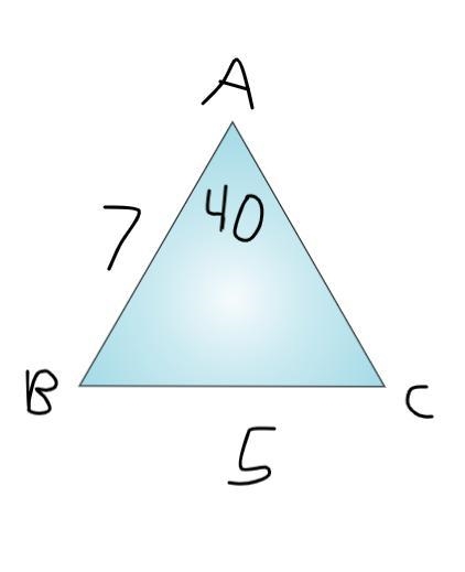 In triangle ABC, mA= 40°, the length of side AB is 7 cm and the length of side BC-example-1