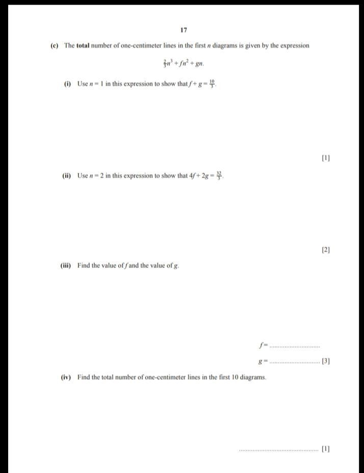 (c) The total number of one centimeter lines in the first n diagrams is given by the-example-1