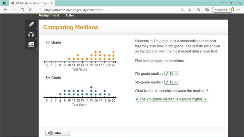 Students in 7th grade took a standardized math test that they also took in 5th grade-example-1