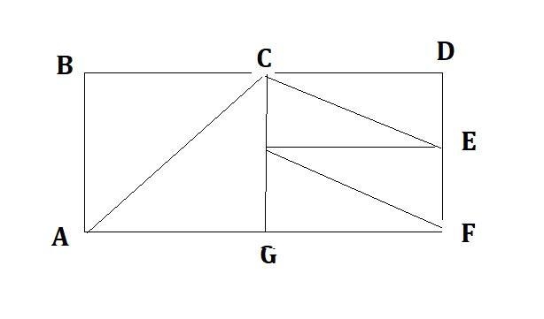 In the rectangle ABDF above, C and E are midpoints of sides line ED and line DF, respectively-example-1