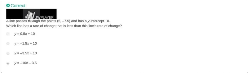 A line passes through the points (5, –7.5) and has a y-intercept of 10. Which line-example-1