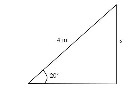 A rope with a length of 4 meters is tied from a stake in the ground to the top of-example-1