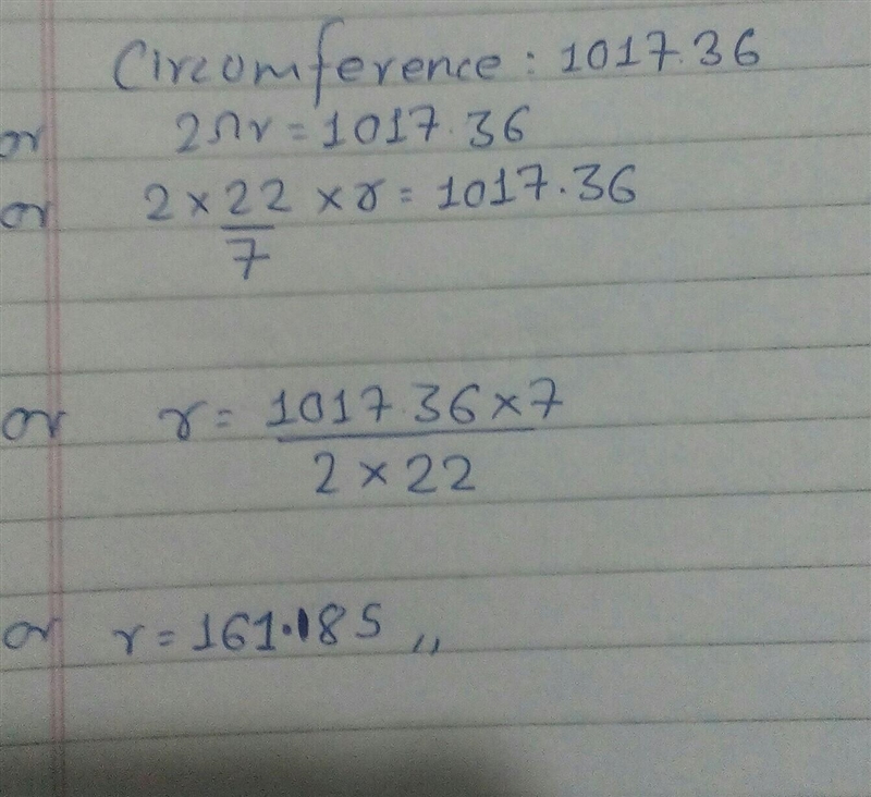 What is the radius of a circumference of 1,017.36 units-example-1