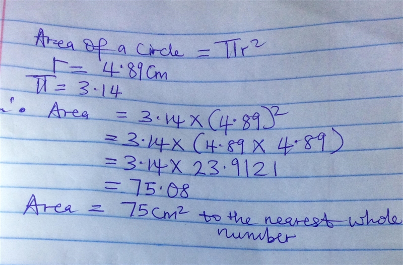 The area of a circle is given by πr2, where r is the radius of the circle. If we use-example-1