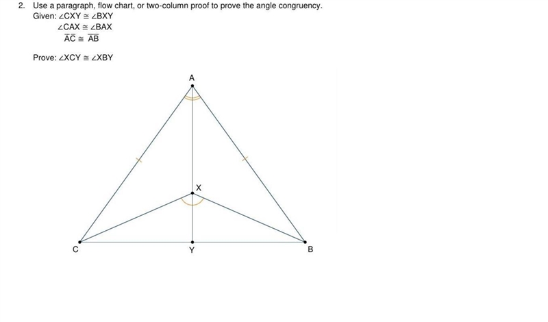 Use a paragraph, flow chart, or two-column proof to prove the angle congruence. Given-example-1