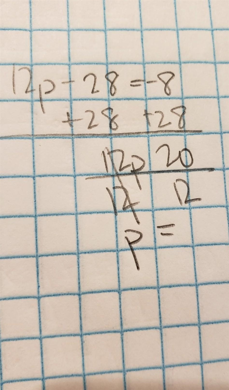 What is the answer to 12(p-2 1/3)=-8-example-1