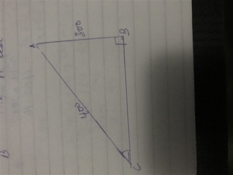 After traveling 400m from a runway, a plane is 300m above the ground. Calculate its-example-1