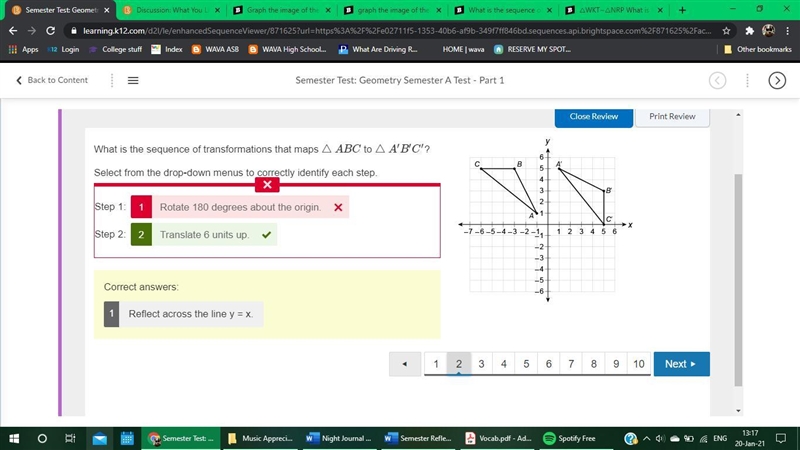 What is the sequence of transformations that maps △ABC to △A′B′C′ ? Select from the-example-1