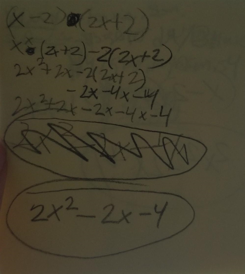 Simplify. Show your work. (x−1)(2x+2)-example-1